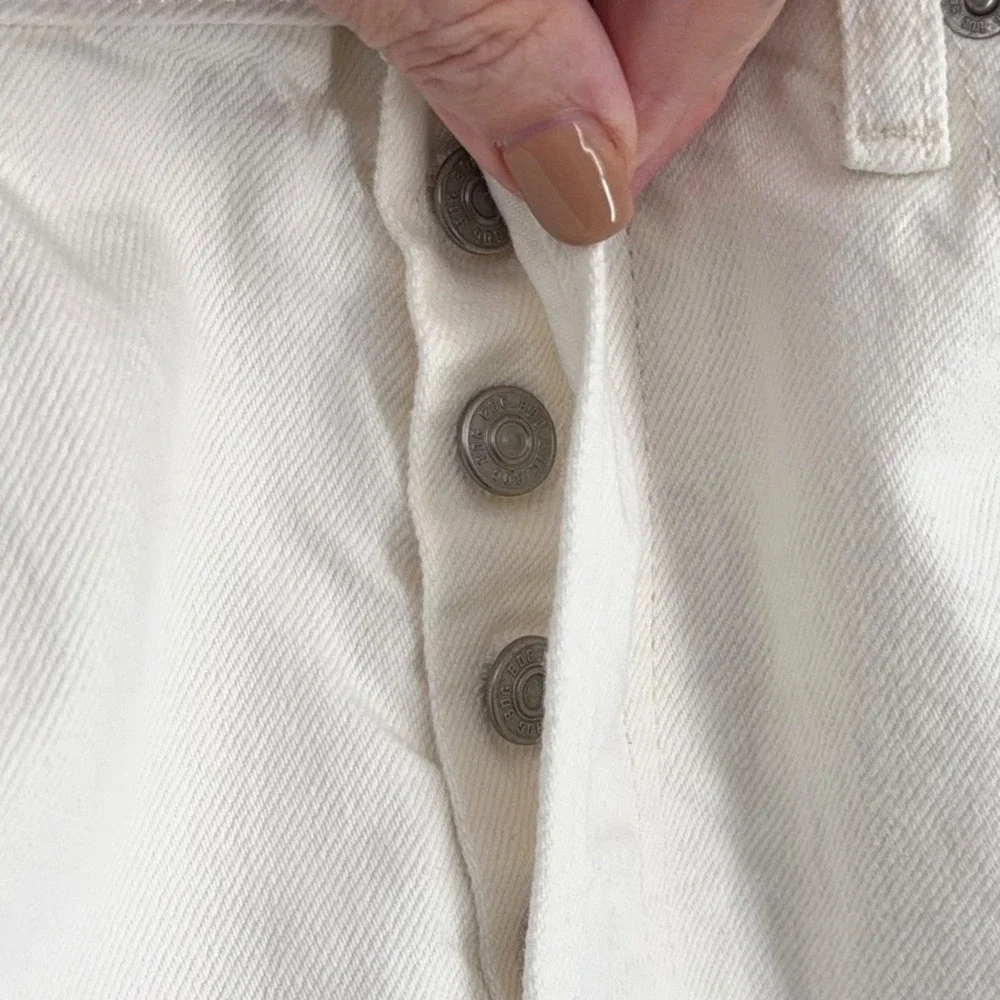 BDG‎ Urban Outfitters 90s Long Inseam White Denim Mom Shorts Size 30